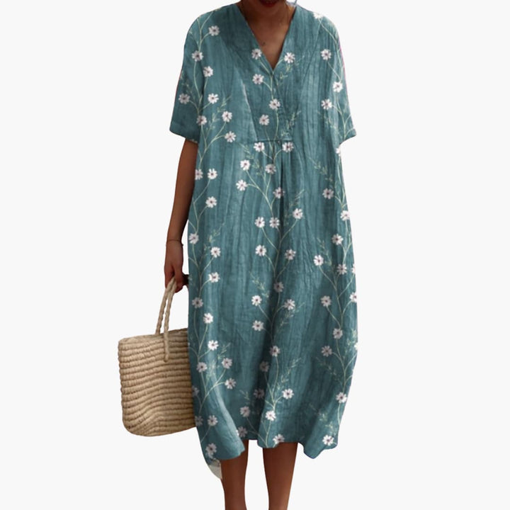 Fiona™ | Floral V-Neck Midi Dress