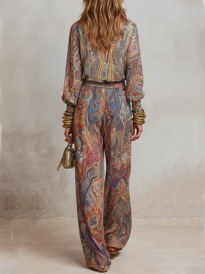 Marvelle™ | Chic Printed Wide-Leg Pantsuit
