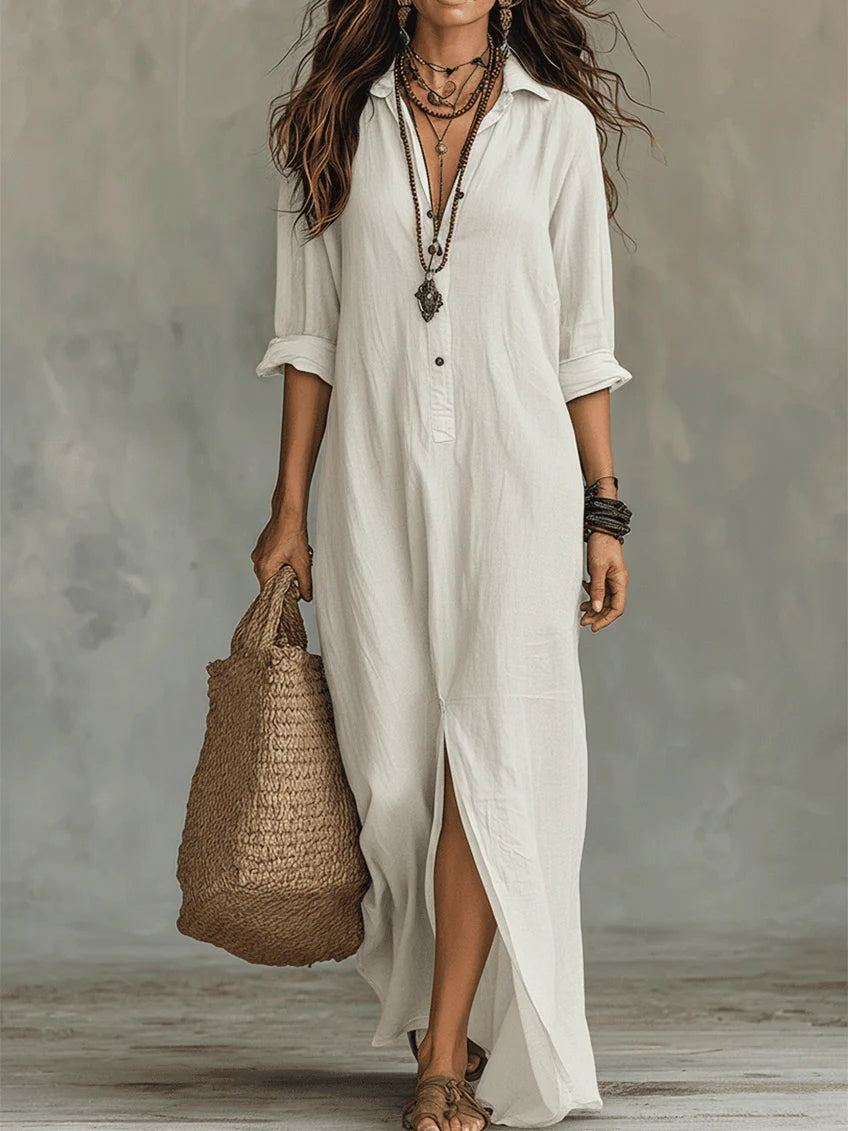 Betsy™ | Relaxed Fit Shirt Style Maxi Dress