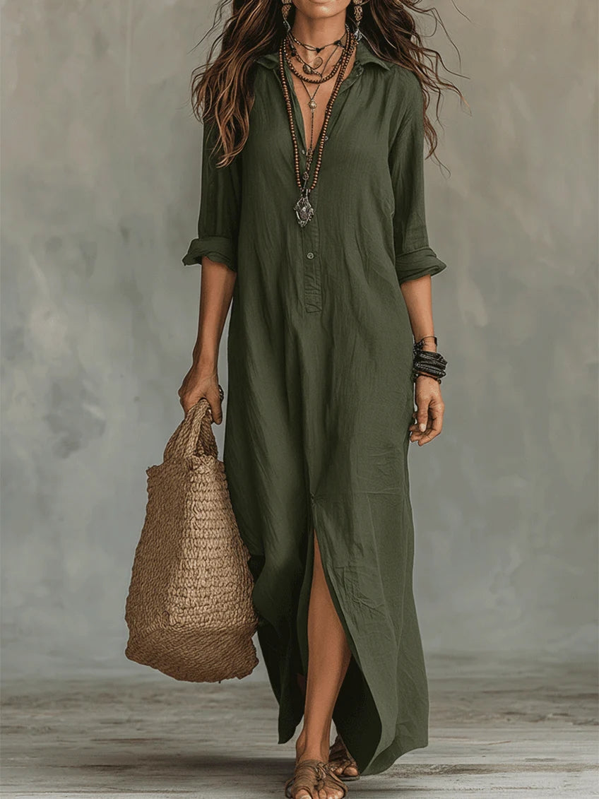 Betsy™ | Relaxed Fit Shirt Style Maxi Dress