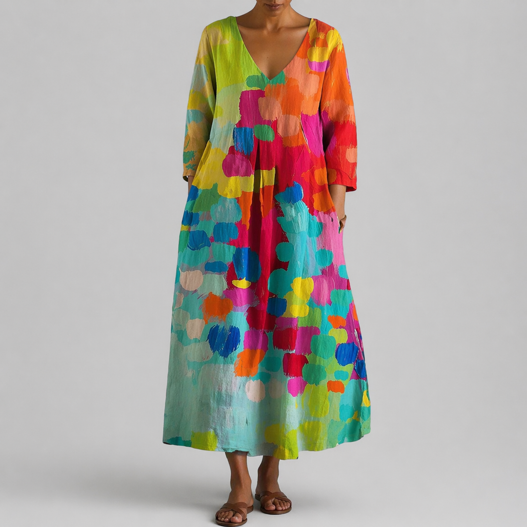 Sheila™ | Colorful V-Neck Dress