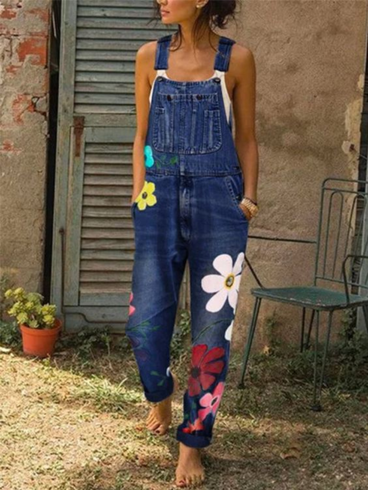 Hilda™ | Relaxed Fit Printed Denim Jumpsuit