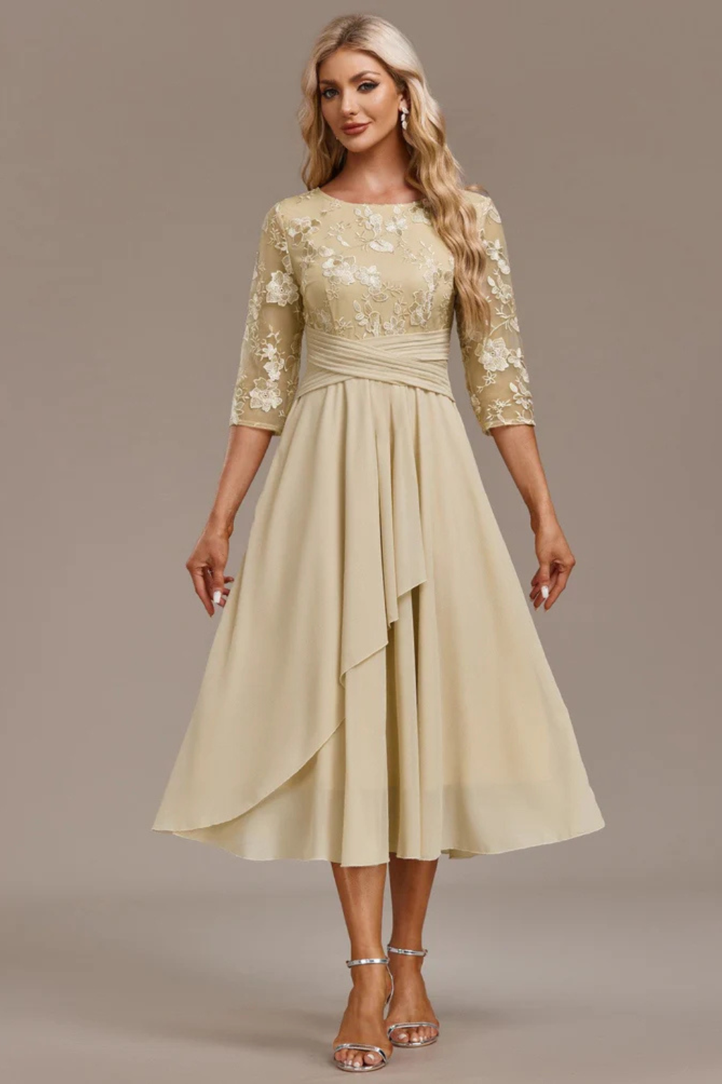 Clarice™ | Elegant Structured Evening Midi Dress