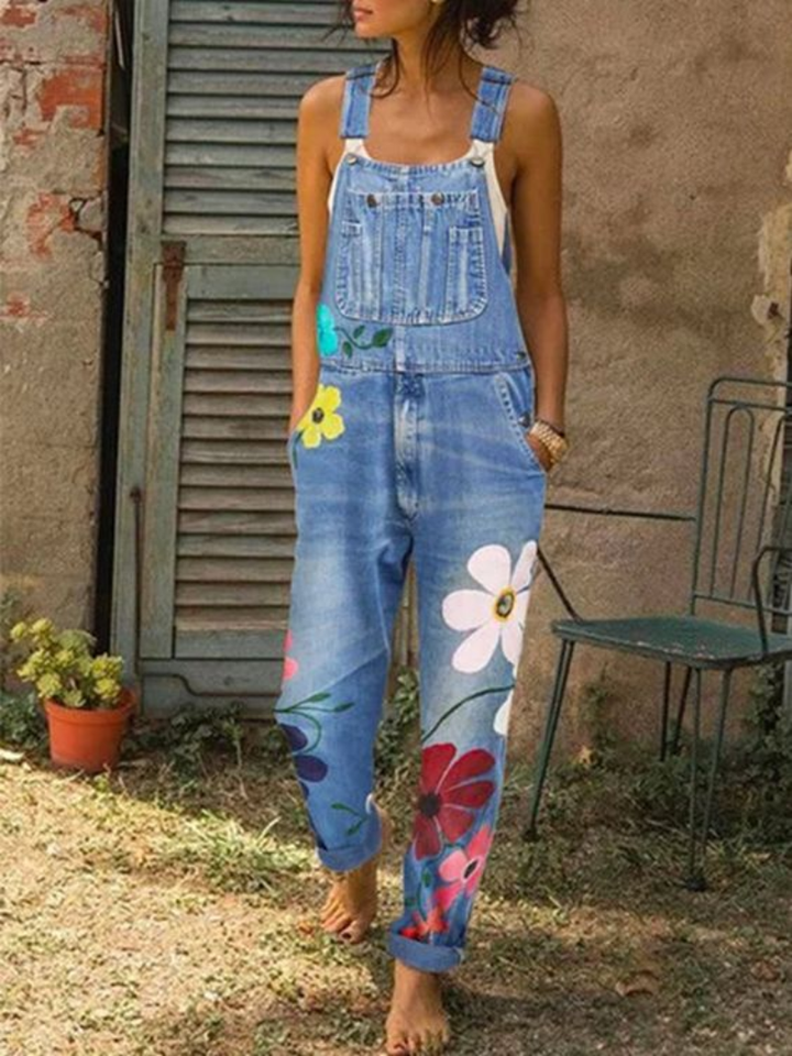 Hilda™ | Relaxed Fit Printed Denim Jumpsuit