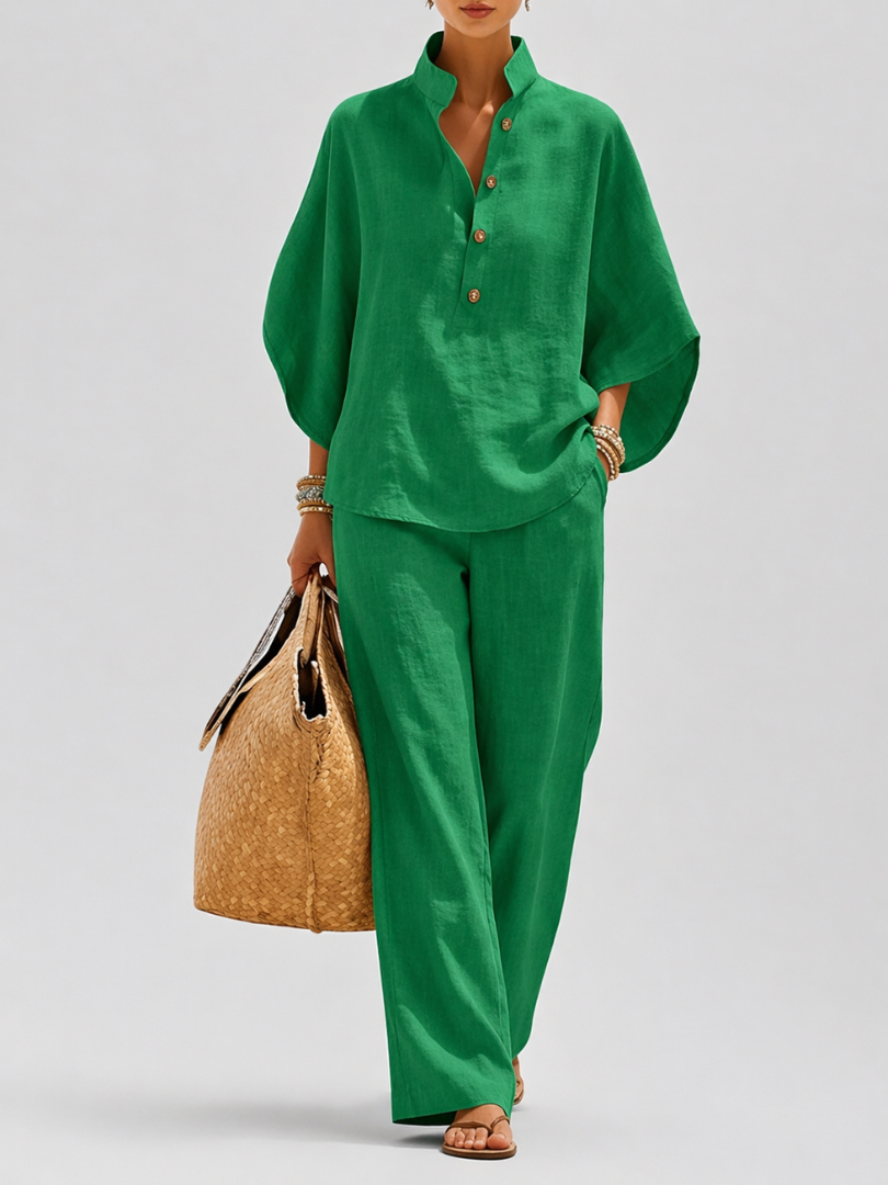 Whitney™ | Cotton Linen Batwing Sleeve Set