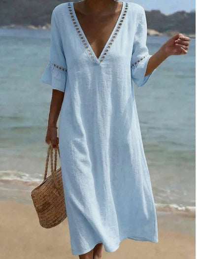 Penny™ | Elegant V-Neck Flowy Beach Dress
