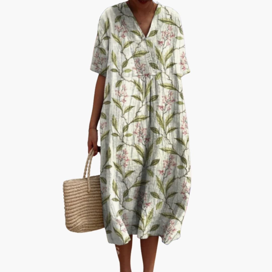Fiona™ | Floral V-Neck Midi Dress
