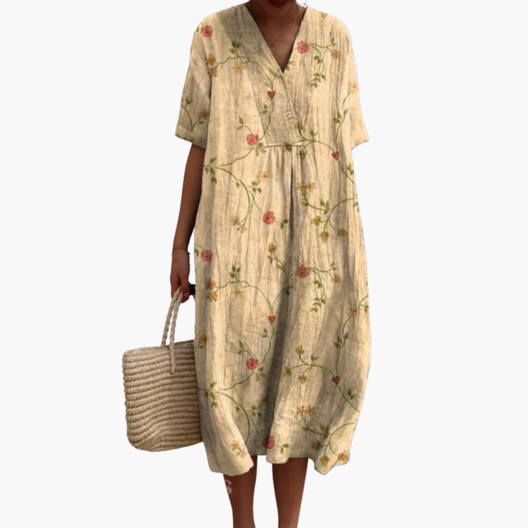 Fiona™ | Floral V-Neck Midi Dress