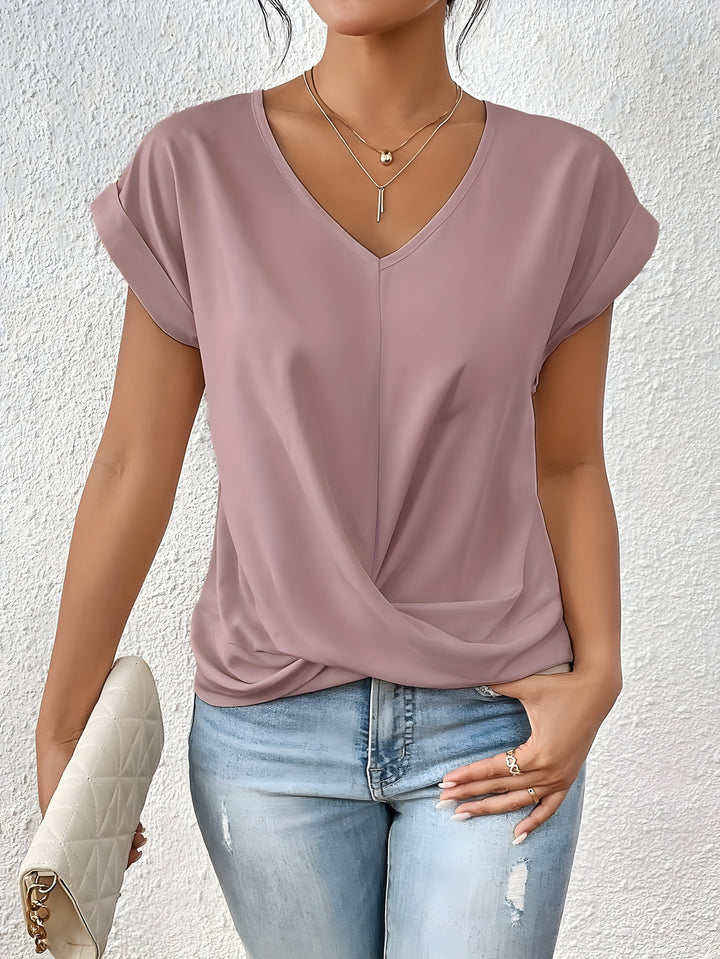 Sandra | Elegant Twist-Front V-Neck Top