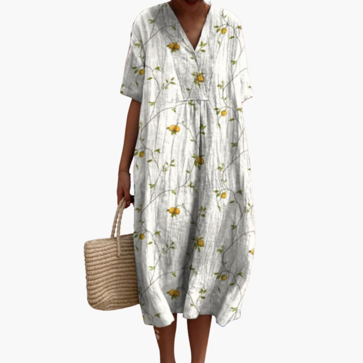 Fiona™ | Floral V-Neck Midi Dress