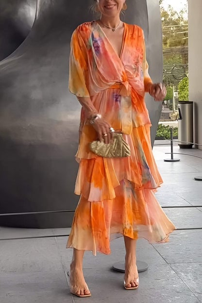 Mellie™ | Elegant Flowy Layered Midi Dress