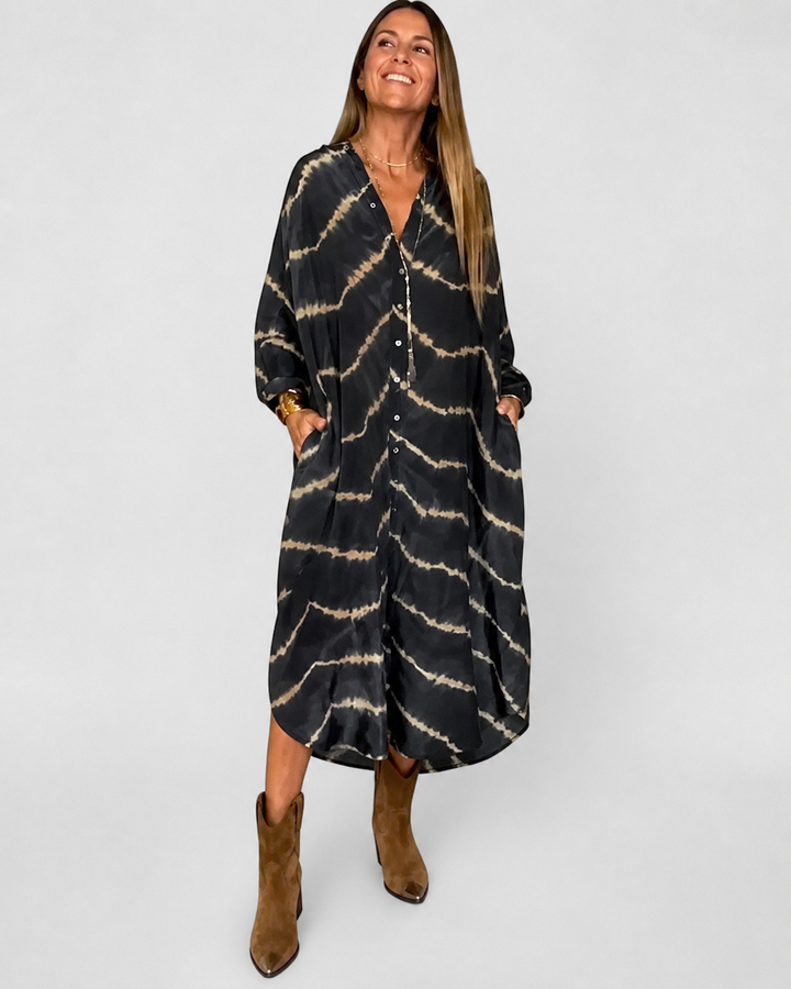 Joann™ | Casual Tie Dye Long Sleeve Shirt Dress