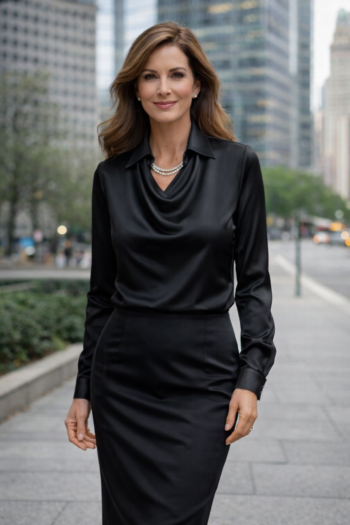 Rose | Draped Neck Long Sleeve Blouse