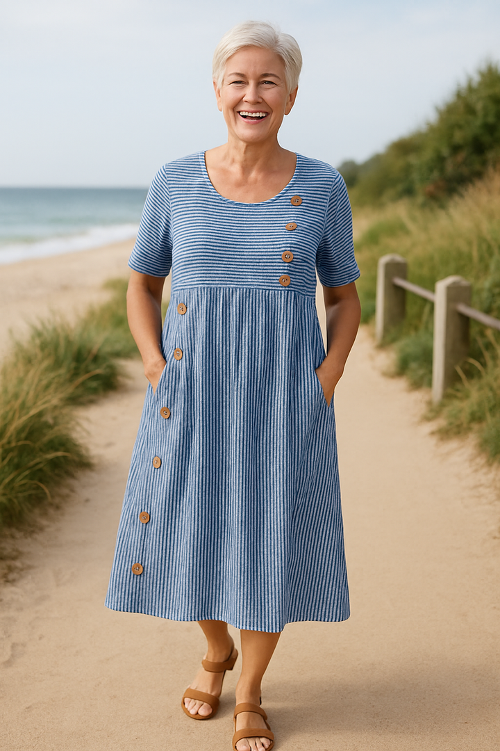 Justine™ | Casual Stripe Pocket Dress