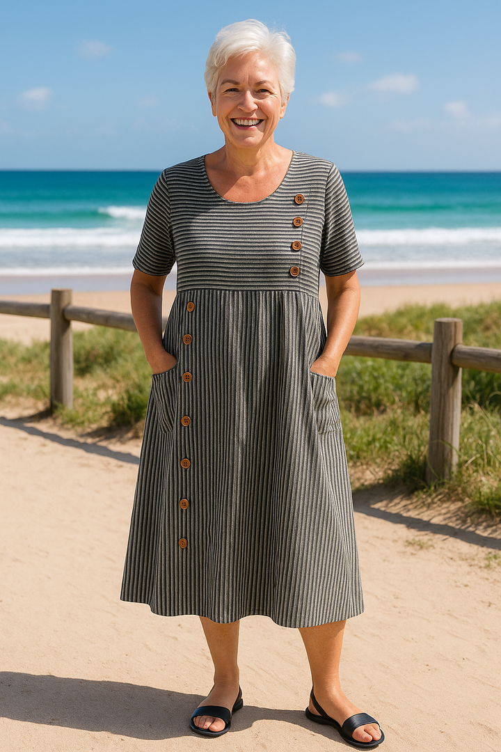Justine™ | Casual Stripe Pocket Dress