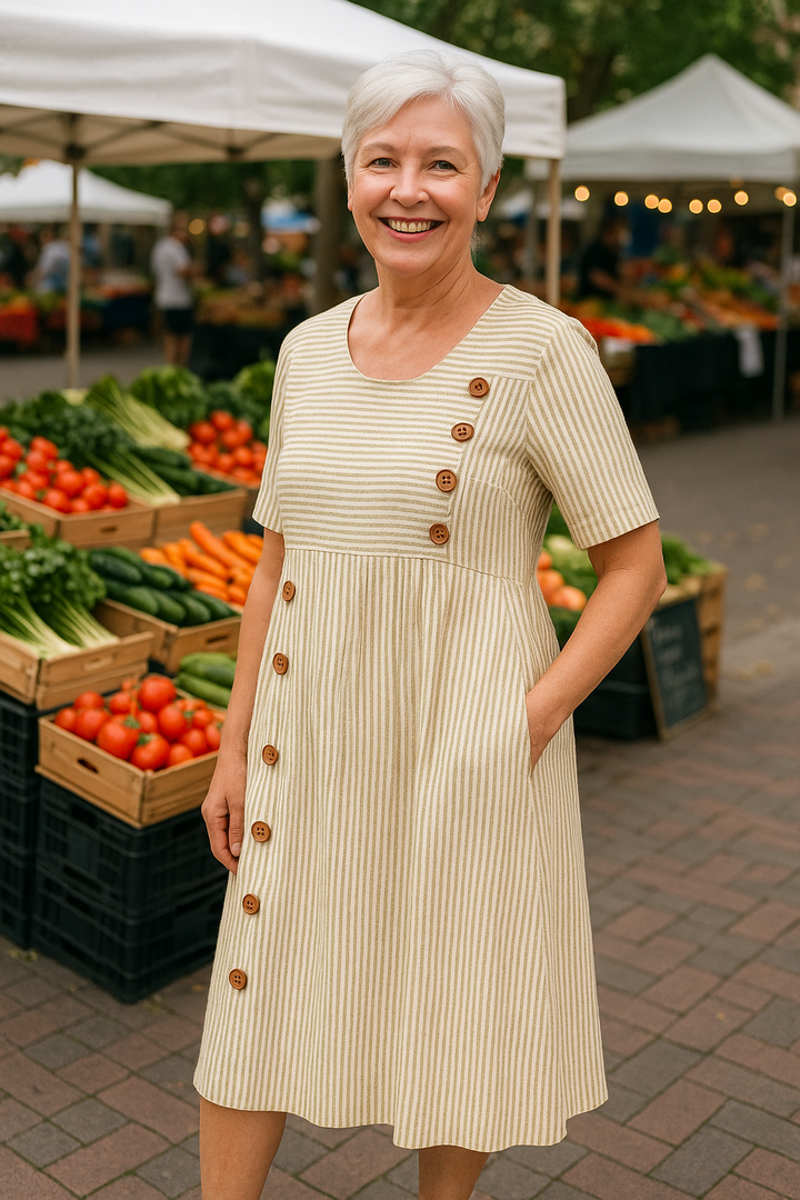 Justine™ | Casual Stripe Pocket Dress