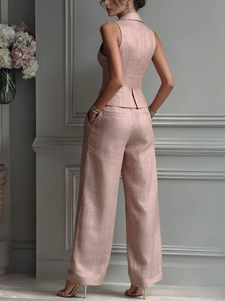 Melina™ | Two-piece V-neck button-up Set