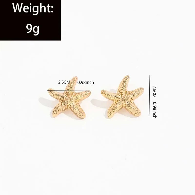 Golden Starfish Stud Earrings