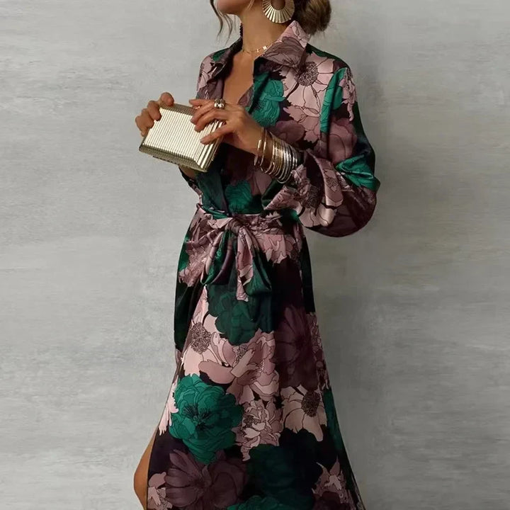 Hollie™ | Elegant Floral Belted Maxi Dress