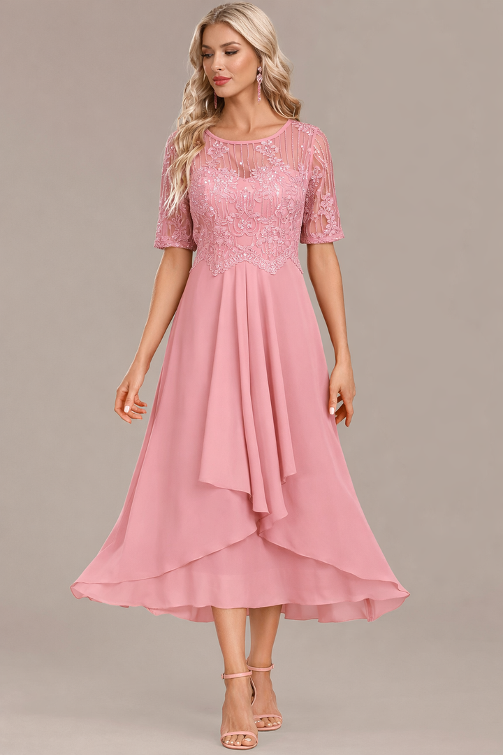 Clarice™ | Elegant Structured Evening Midi Dress