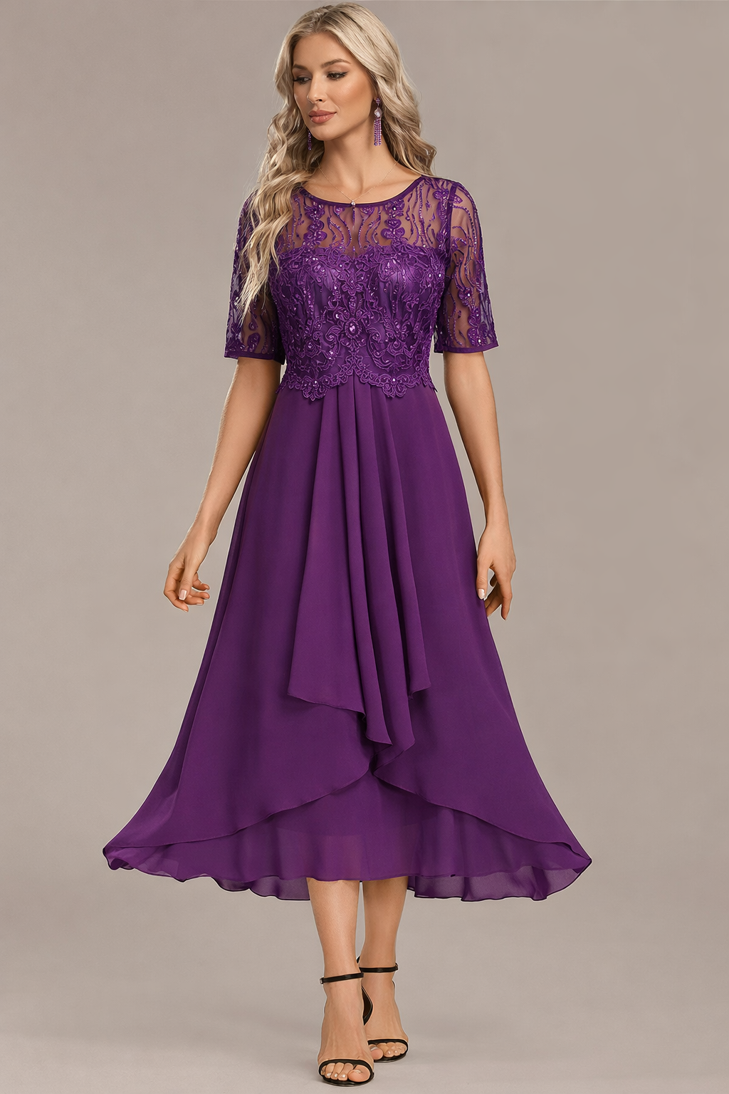 Clarice™ | Elegant Structured Evening Midi Dress
