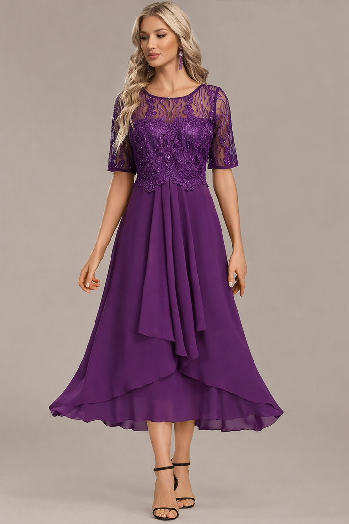 Clarice™ | Elegant Structured Evening Midi Dress