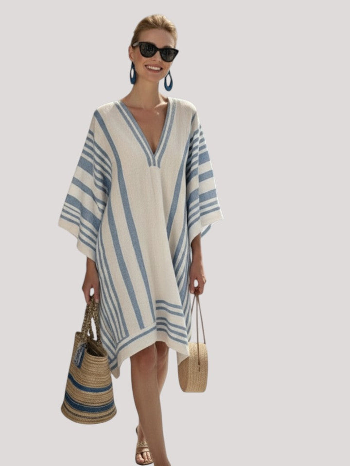 Serenella | V Neck Wide Sleeve Knee Length Dress