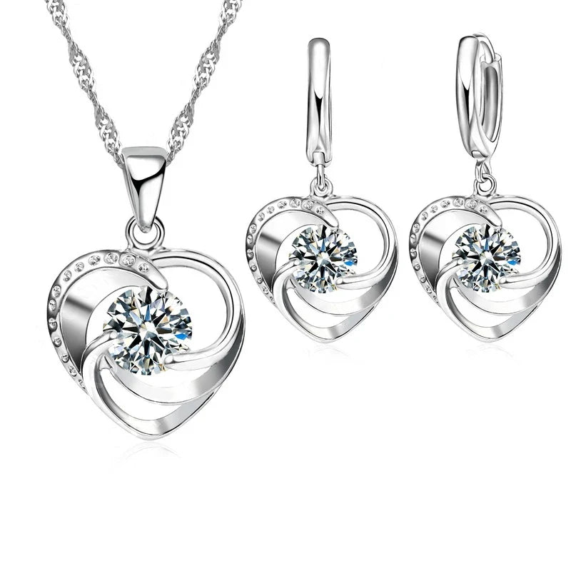 Timeless Heart Necklace and Earrings Set
