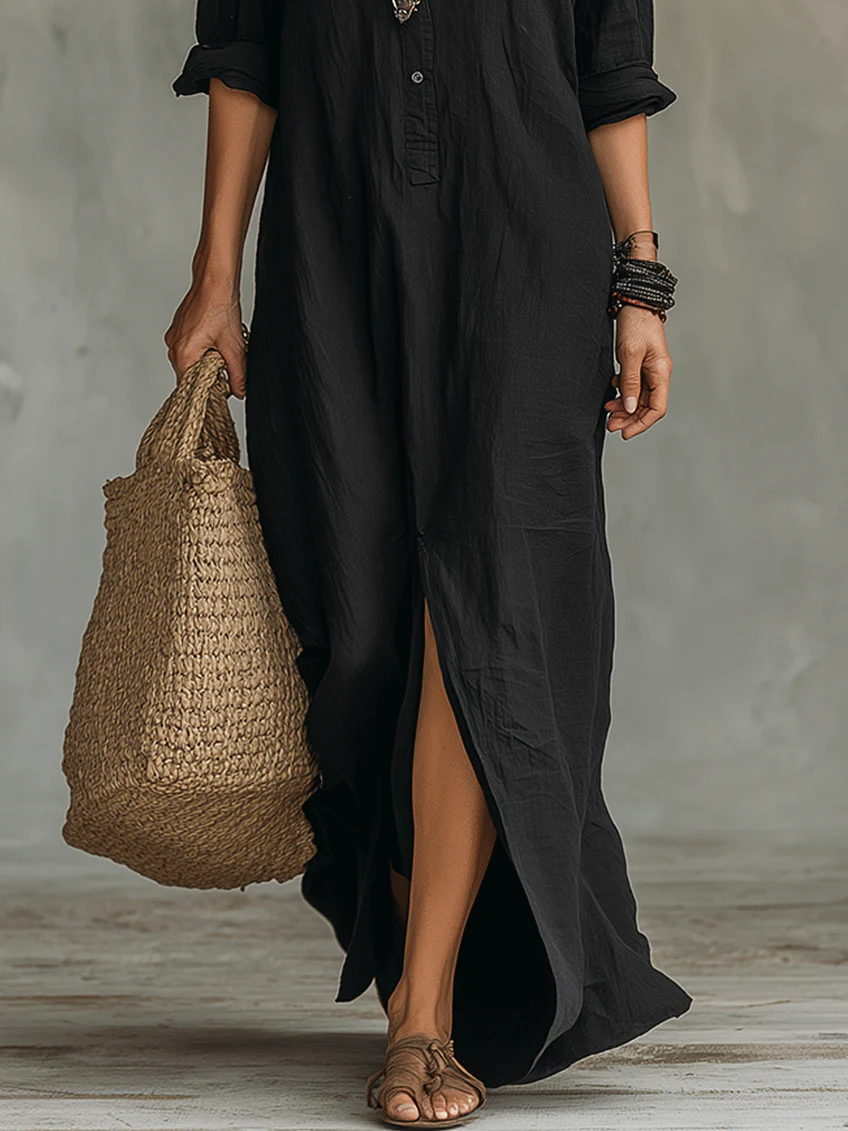 Betsy™ | Relaxed Fit Shirt Style Maxi Dress