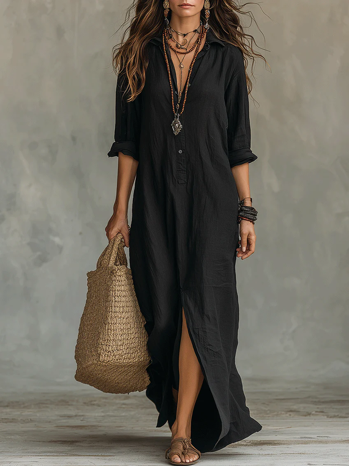Betsy™ | Relaxed Fit Shirt Style Maxi Dress