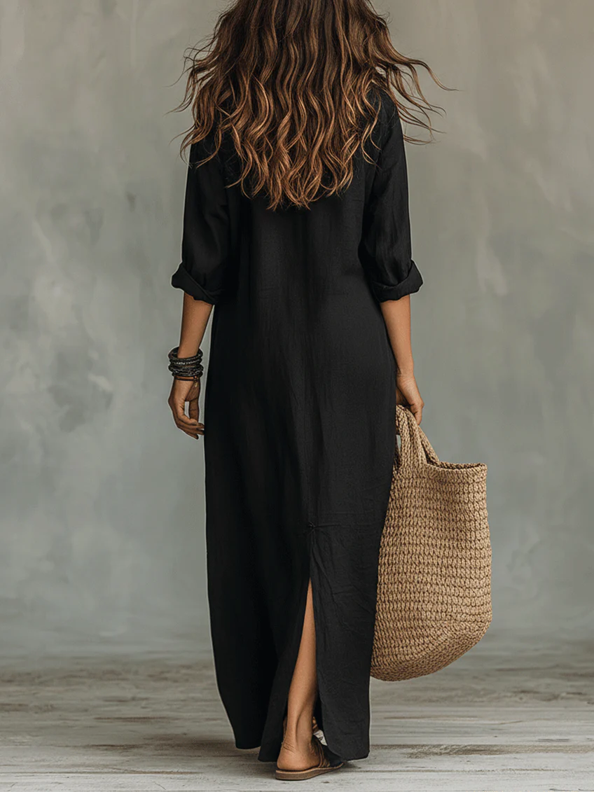 Betsy™ | Relaxed Fit Shirt Style Maxi Dress