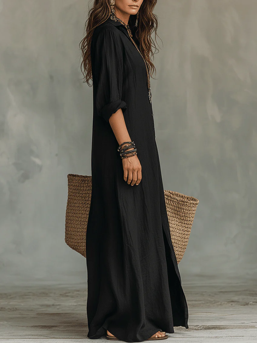 Betsy™ | Relaxed Fit Shirt Style Maxi Dress