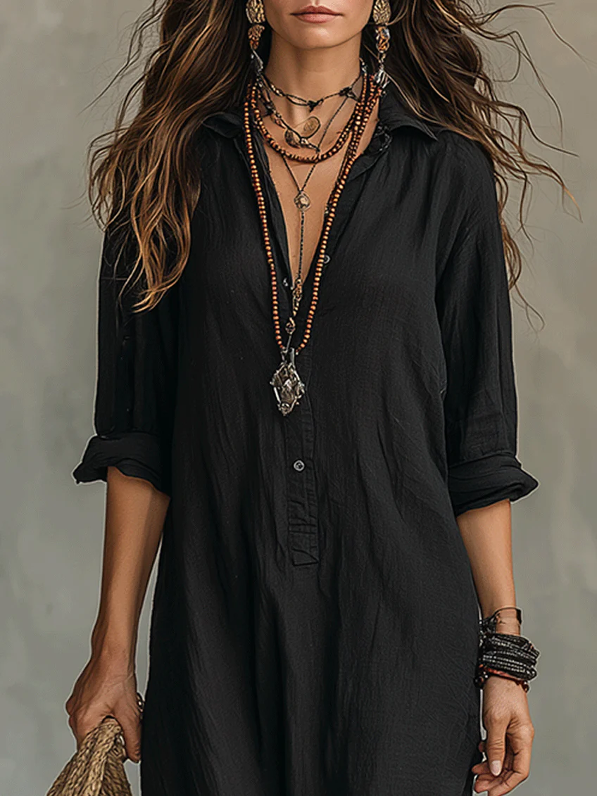 Betsy™ | Relaxed Fit Shirt Style Maxi Dress