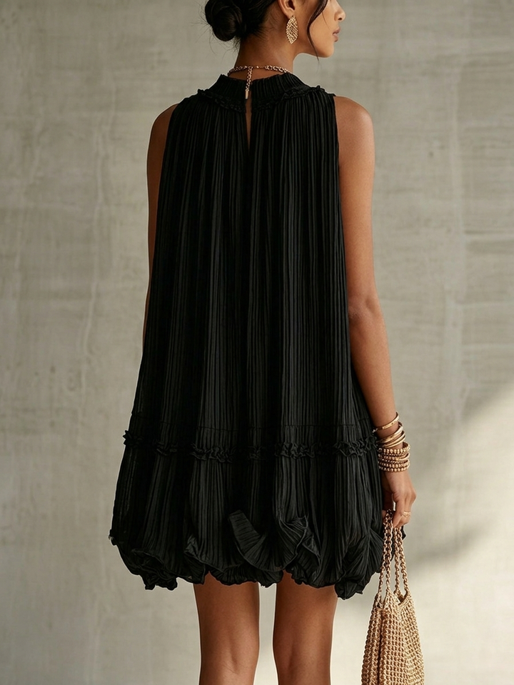 Vervain™ | Black Halter Neck Chiffon Bubble Dress