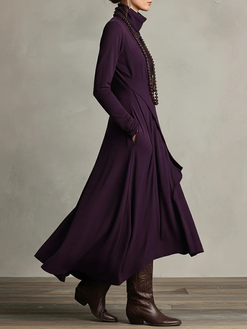 Lenora™ | Stylish Draped Neckline Statement Dress