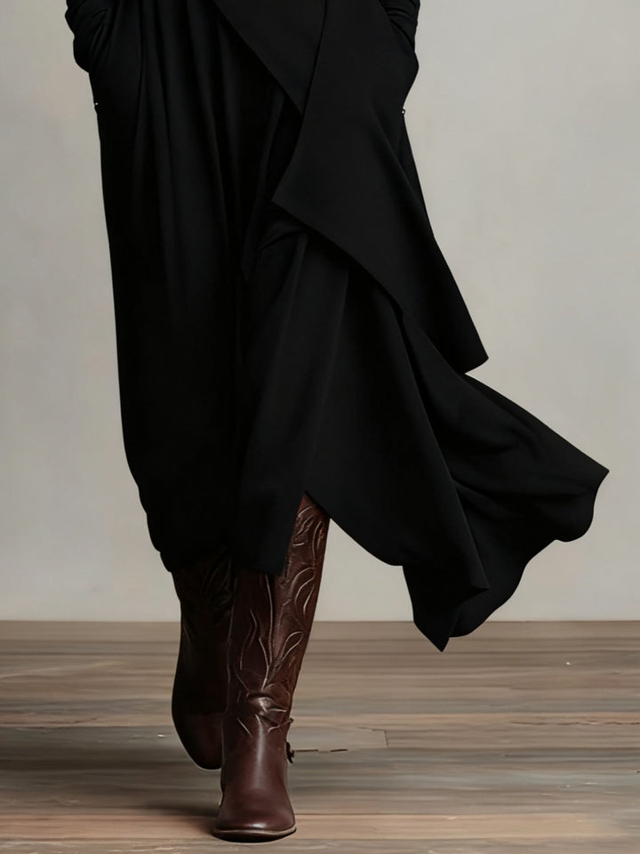 Lenora™ | Stylish Draped Neckline Statement Dress