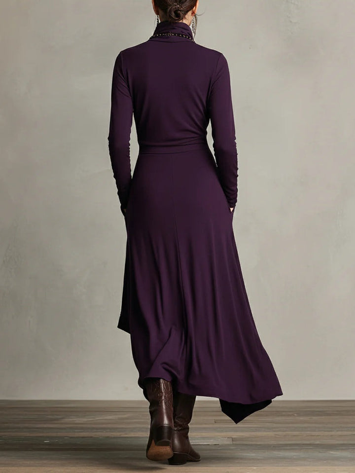Lenora™ | Stylish Draped Neckline Statement Dress