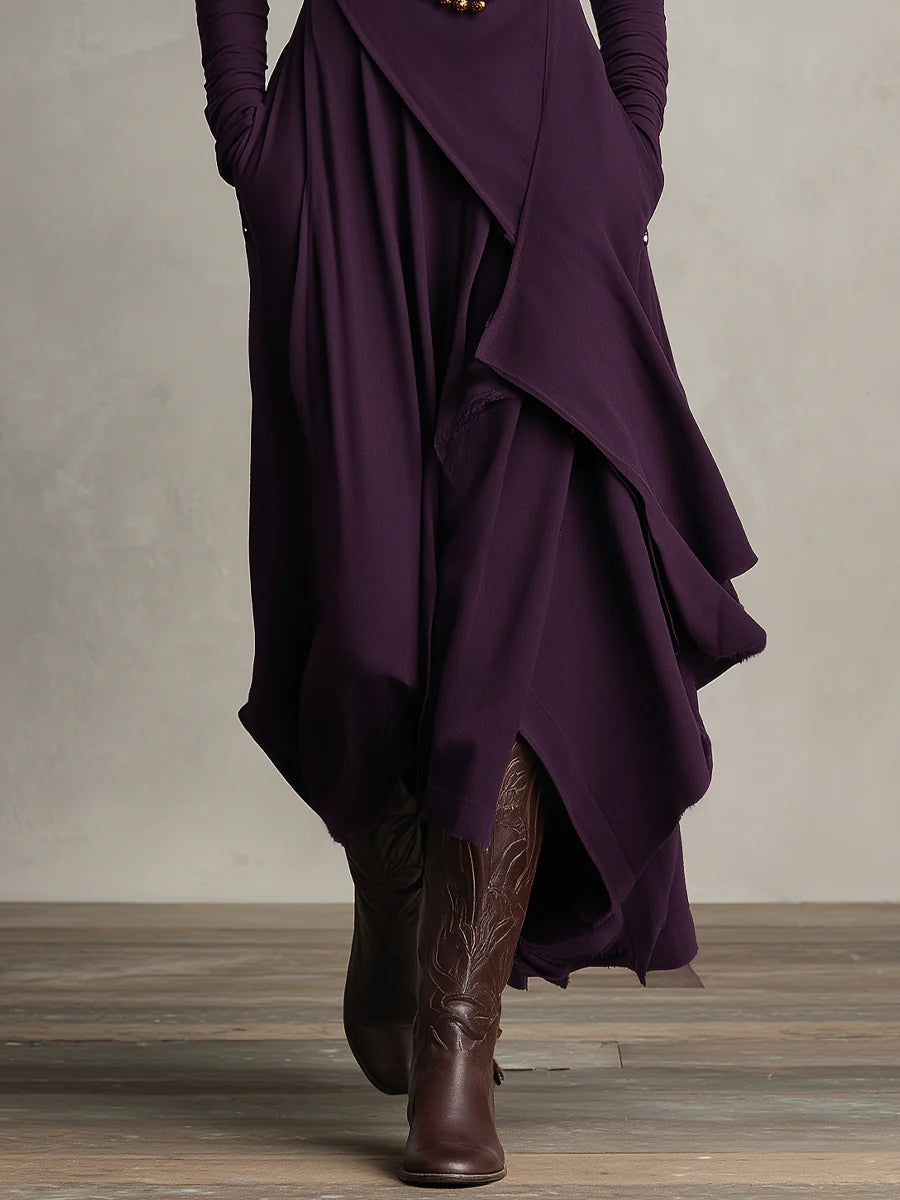 Lenora™ | Stylish Draped Neckline Statement Dress