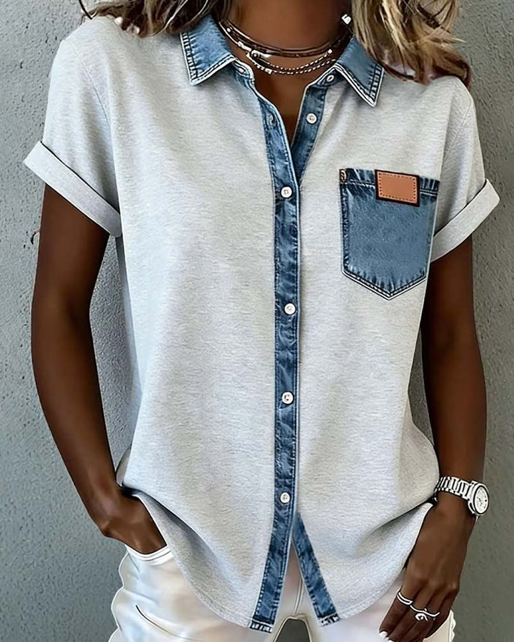 Zyvessa™ | Denim Patchwork Shirt