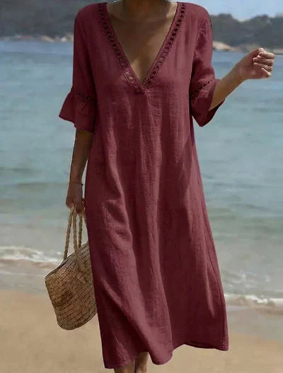 Penny™ | Elegant V-Neck Flowy Beach Dress
