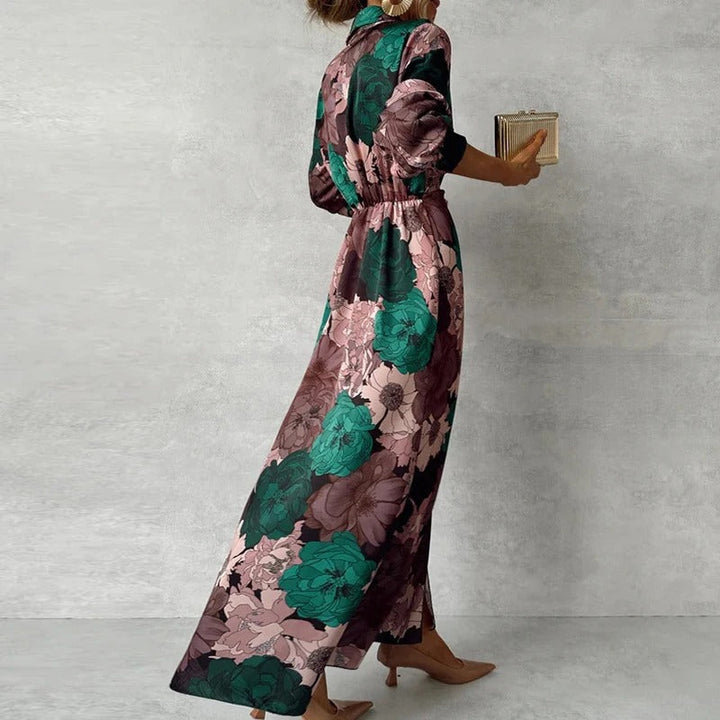 Hollie™ | Elegant Floral Belted Maxi Dress