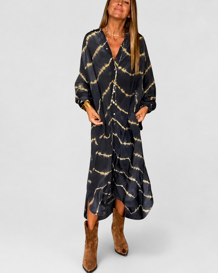 Joann™ | Casual Tie Dye Long Sleeve Shirt Dress